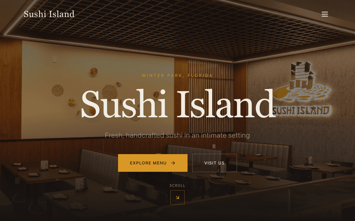 Sushi Island restaurant website
